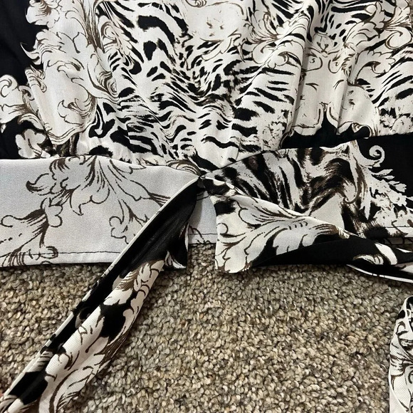 Ember‎ Mock Neck Blouse Floral Business Casual Blouson Sleeve Office Career Crop - Picture 12 of 14